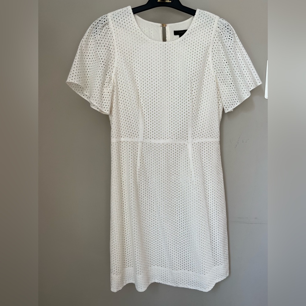 J. Crew white eyelet dress with short flutter sleeves size 4